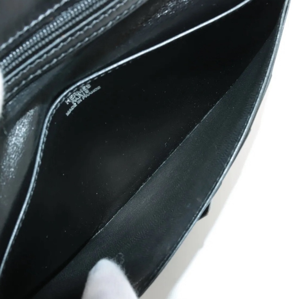 Hermes Bearn Box Calfskin Wallet Black Silver Hardware - Picture 4 of 11